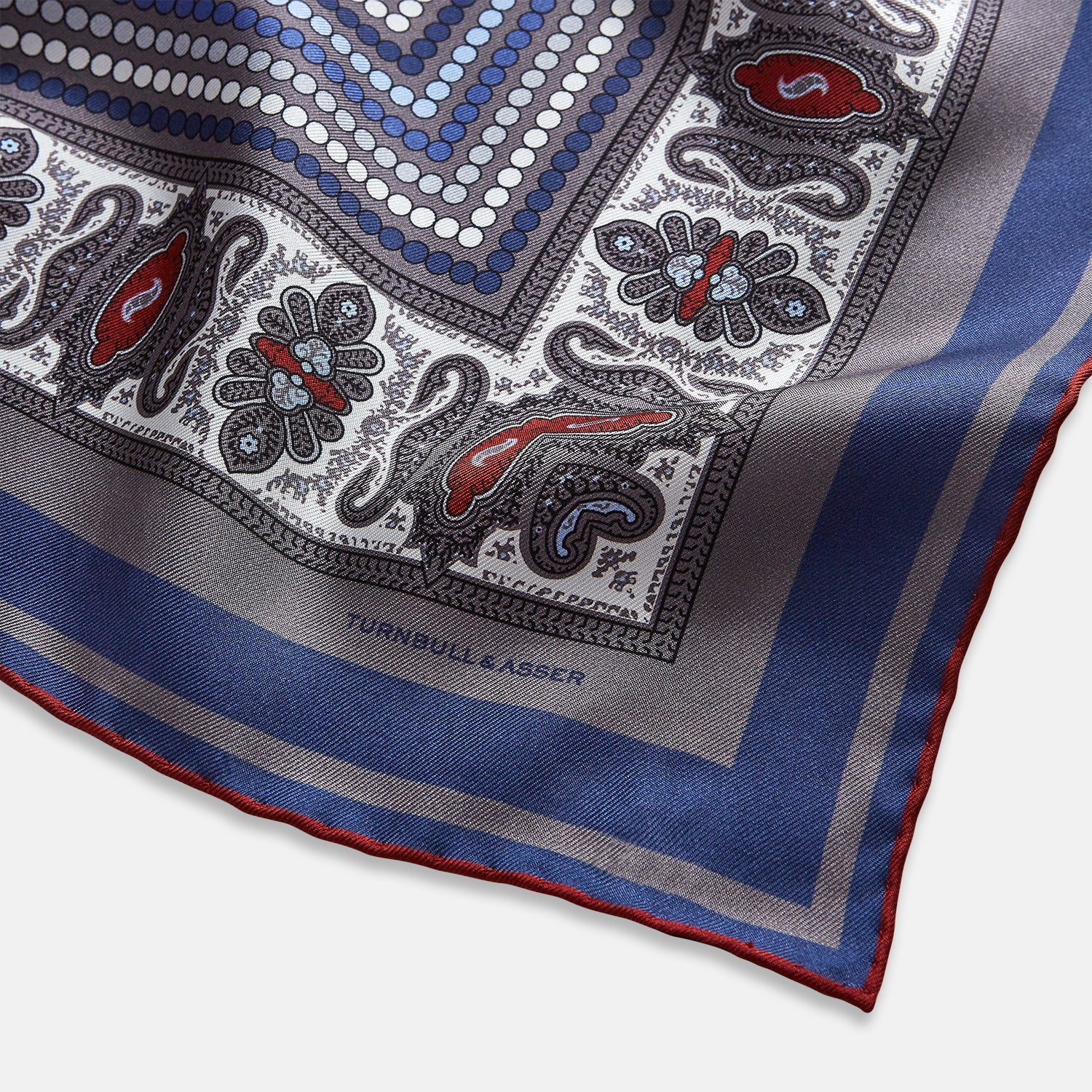 View 2 of product Ash Dots and Paisley Silk Pocket Square OS