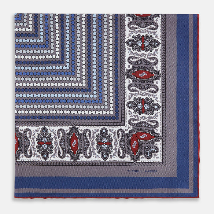 Ash Dots and Paisley Silk Pocket Square Image 2
