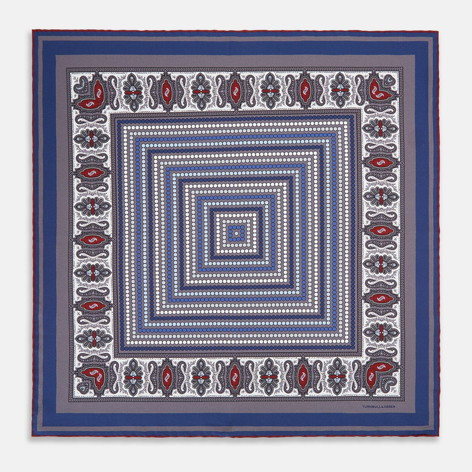 View 4 of product Ash Dots and Paisley Silk Pocket Square OS