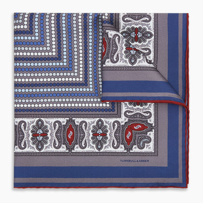 Ash Dots and Paisley Silk Pocket Square Image 4