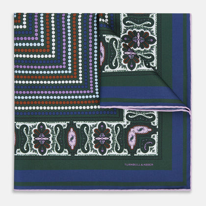 Forest Green Dots and Paisley Silk Pocket Square