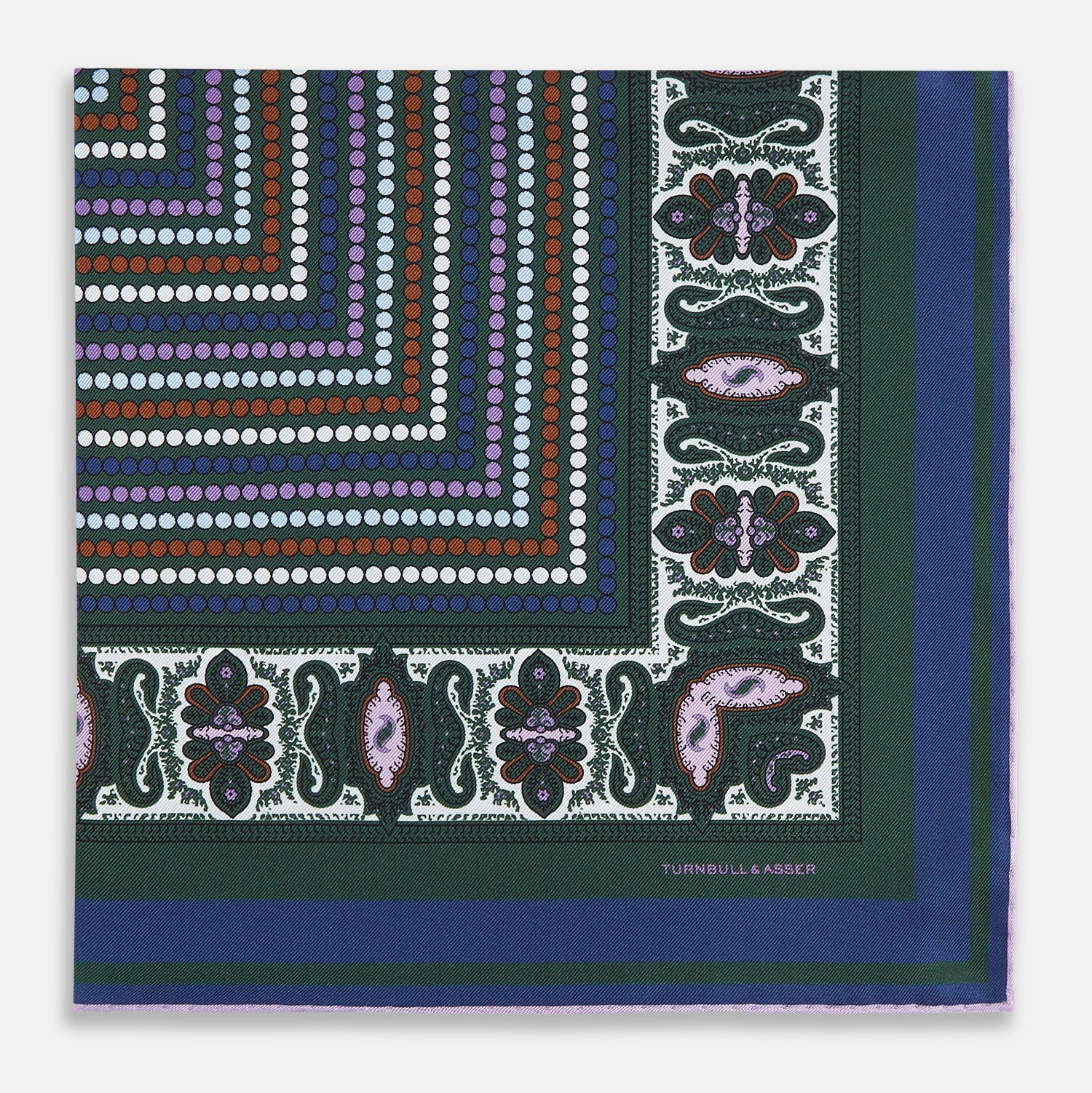 View 3 of product Forest Green Dots and Paisley Silk Pocket Square OS