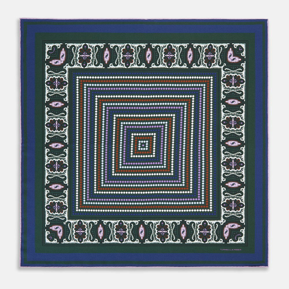 Forest Green Dots and Paisley Silk Pocket Square OS