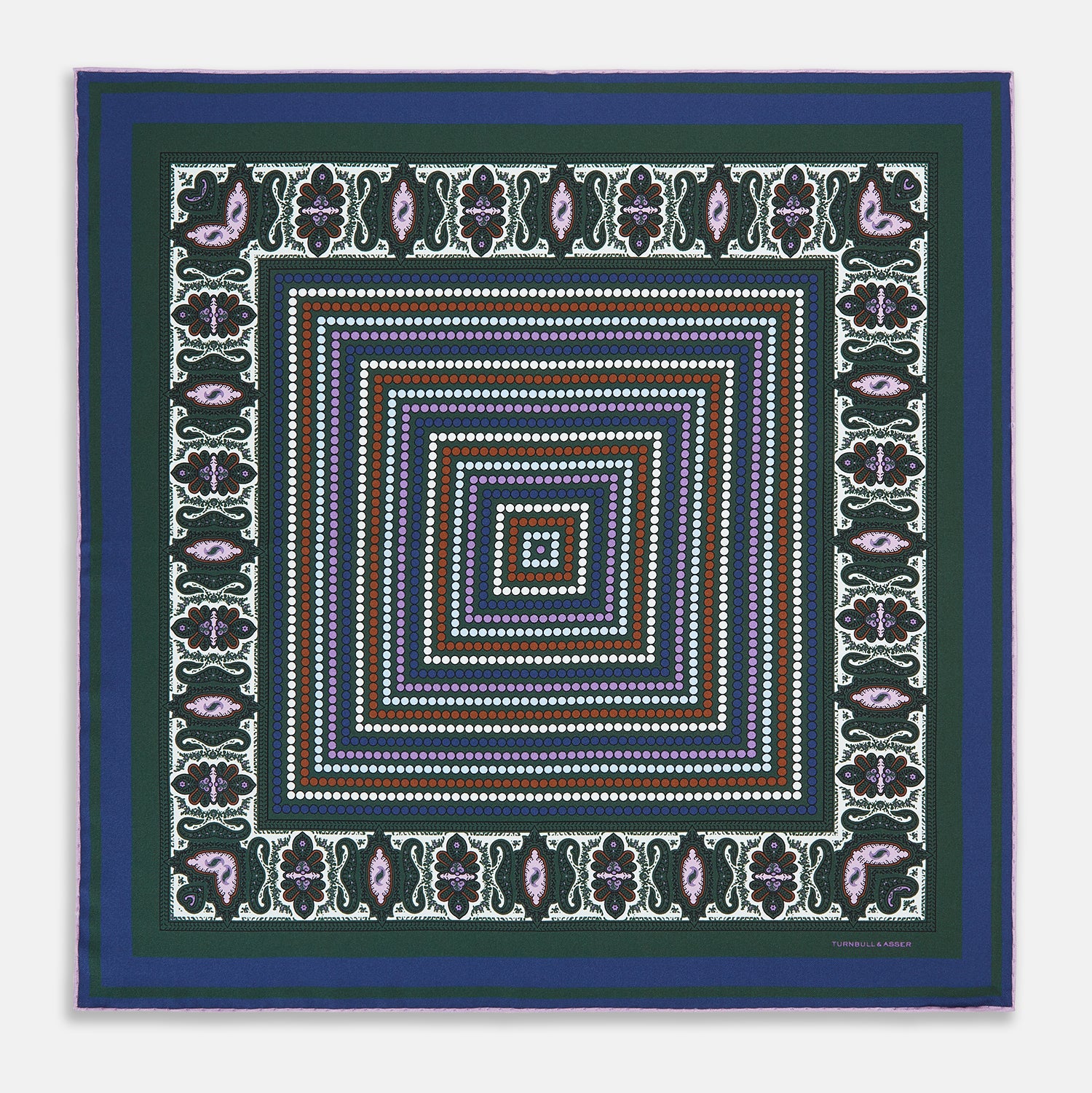 View 4 of product Forest Green Dots and Paisley Silk Pocket Square OS