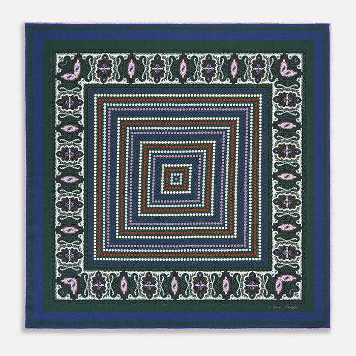 Forest Green Dots and Paisley Silk Pocket Square Image 3