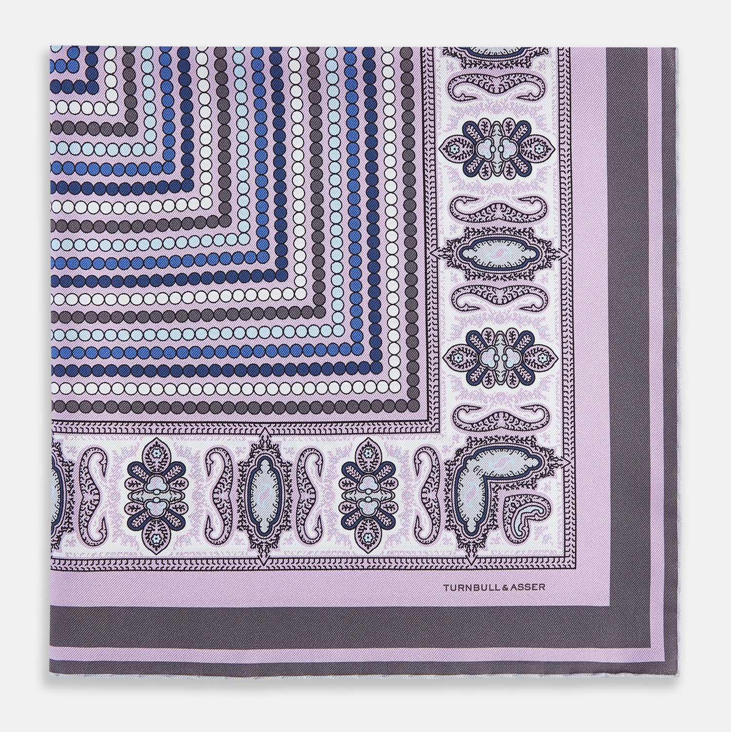 View 3 of product Lilac Dots and Paisley Silk Pocket Square OS
