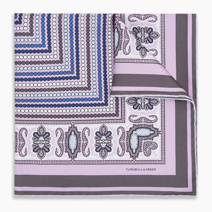 Lilac Dots and Paisley Silk Pocket Square Image 4