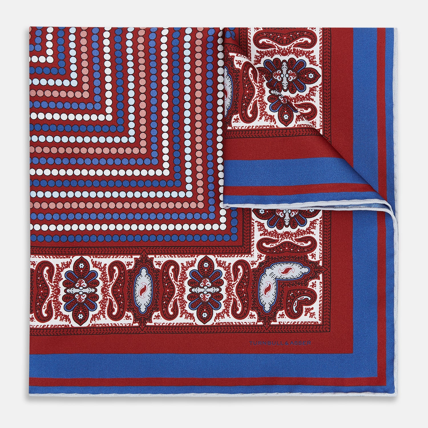 View 1 of product Red Dots and Paisley Silk Pocket Square OS