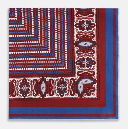 Red Dots and Paisley Silk Pocket Square Image 2