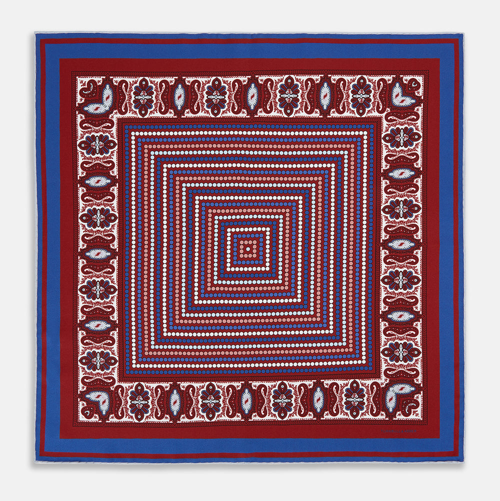 Red Dots and Paisley Silk Pocket Square OS