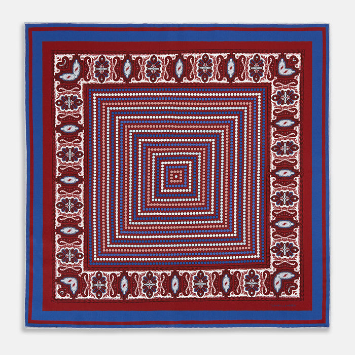 Red Dots and Paisley Silk Pocket Square Image 3