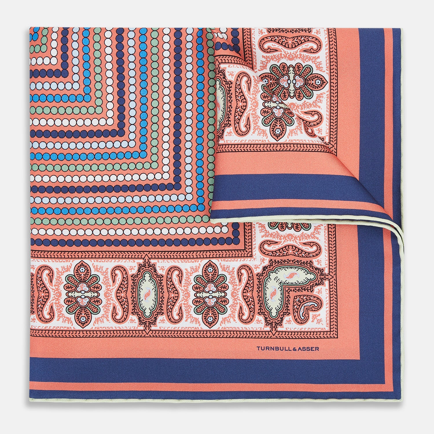 View 1 of product Orange Dots and Paisley Silk Pocket Square OS