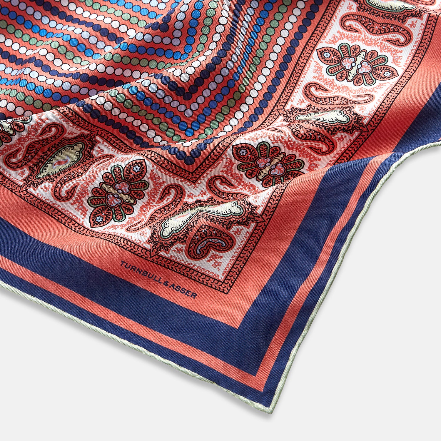 View 2 of product Orange Dots and Paisley Silk Pocket Square OS