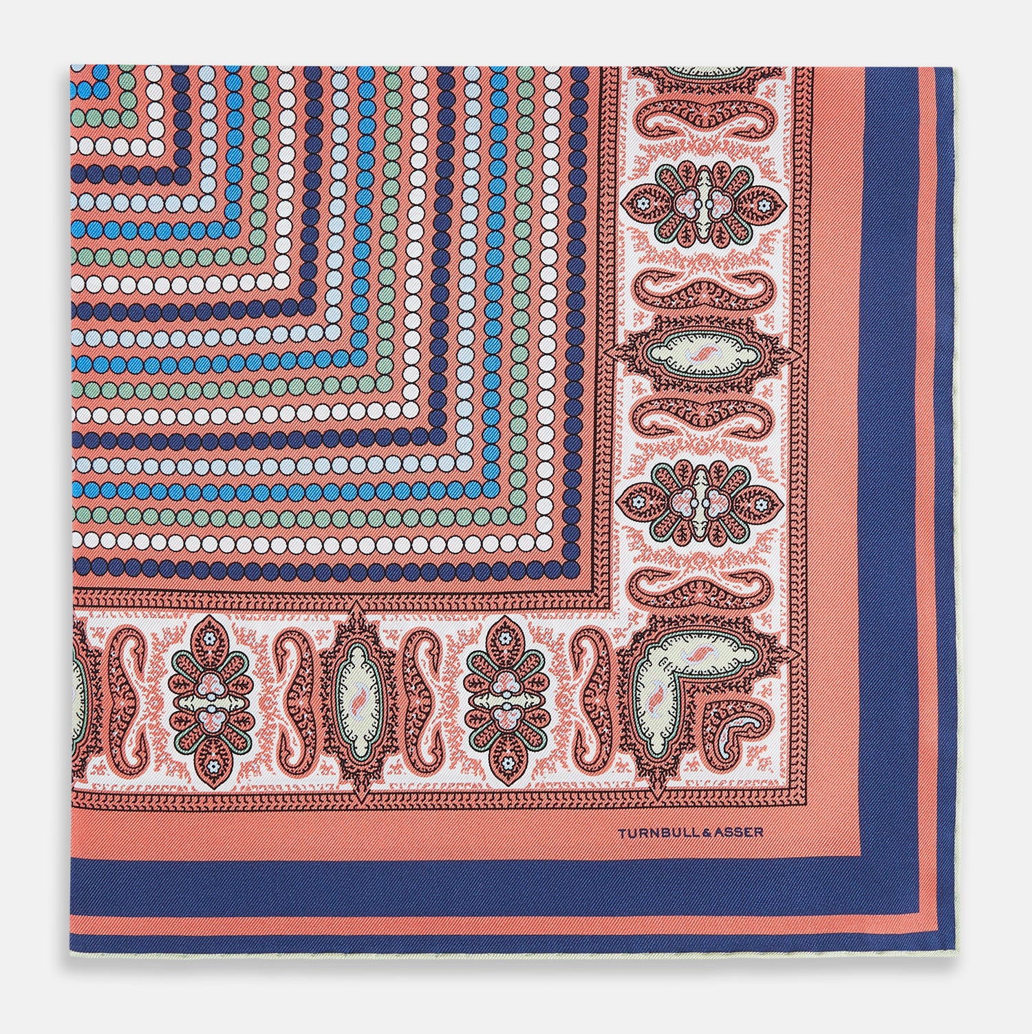 View 3 of product Orange Dots and Paisley Silk Pocket Square OS