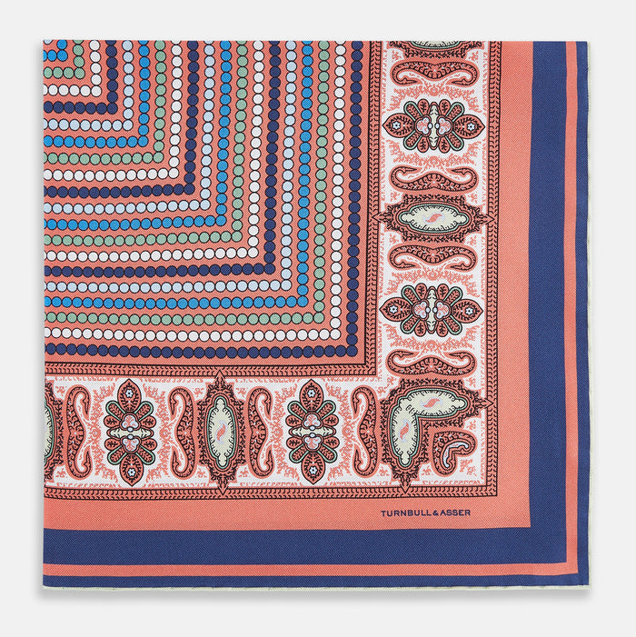 Orange Dots and Paisley Silk Pocket Square Image 2