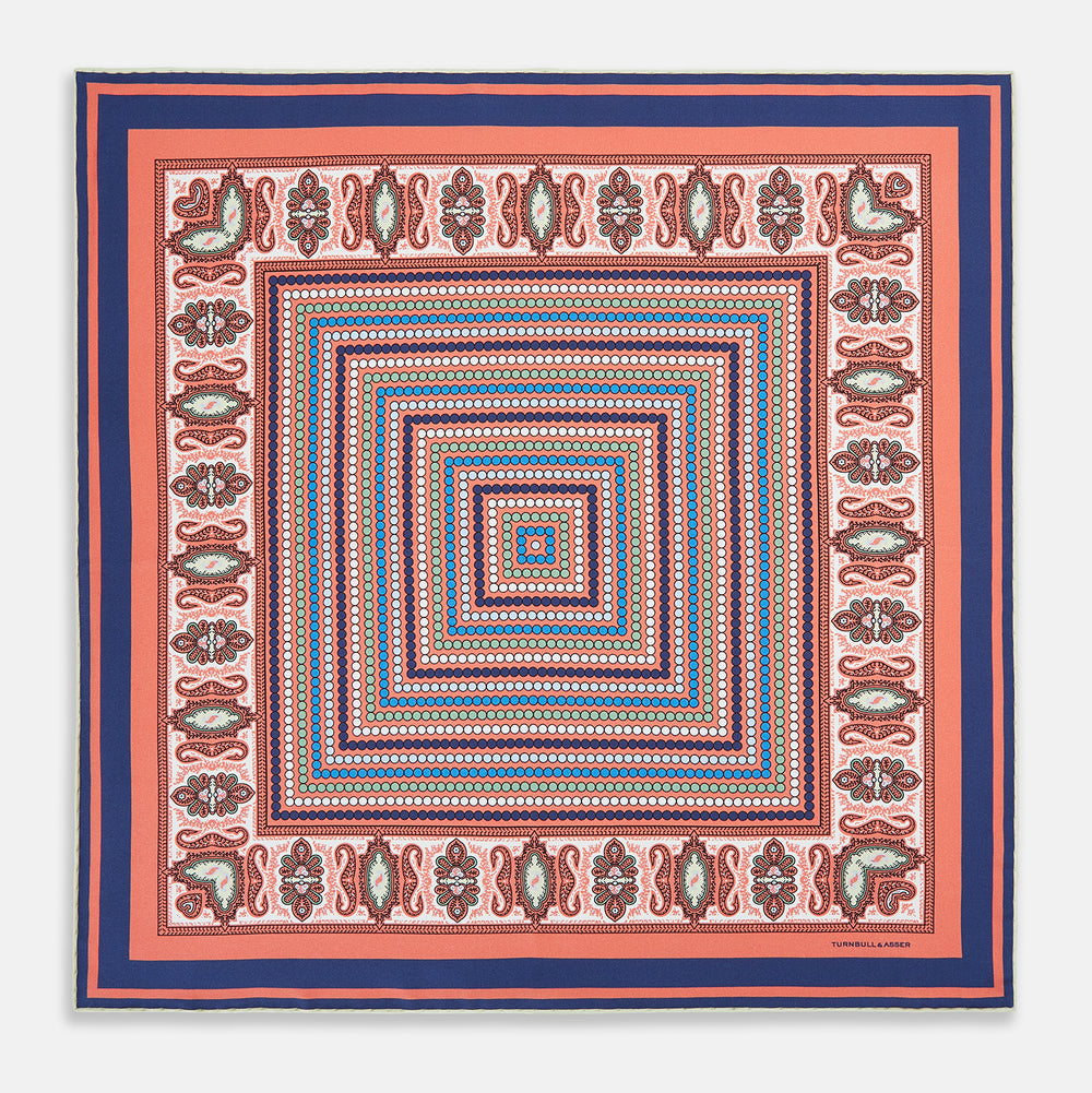 Orange Dots and Paisley Silk Pocket Square OS