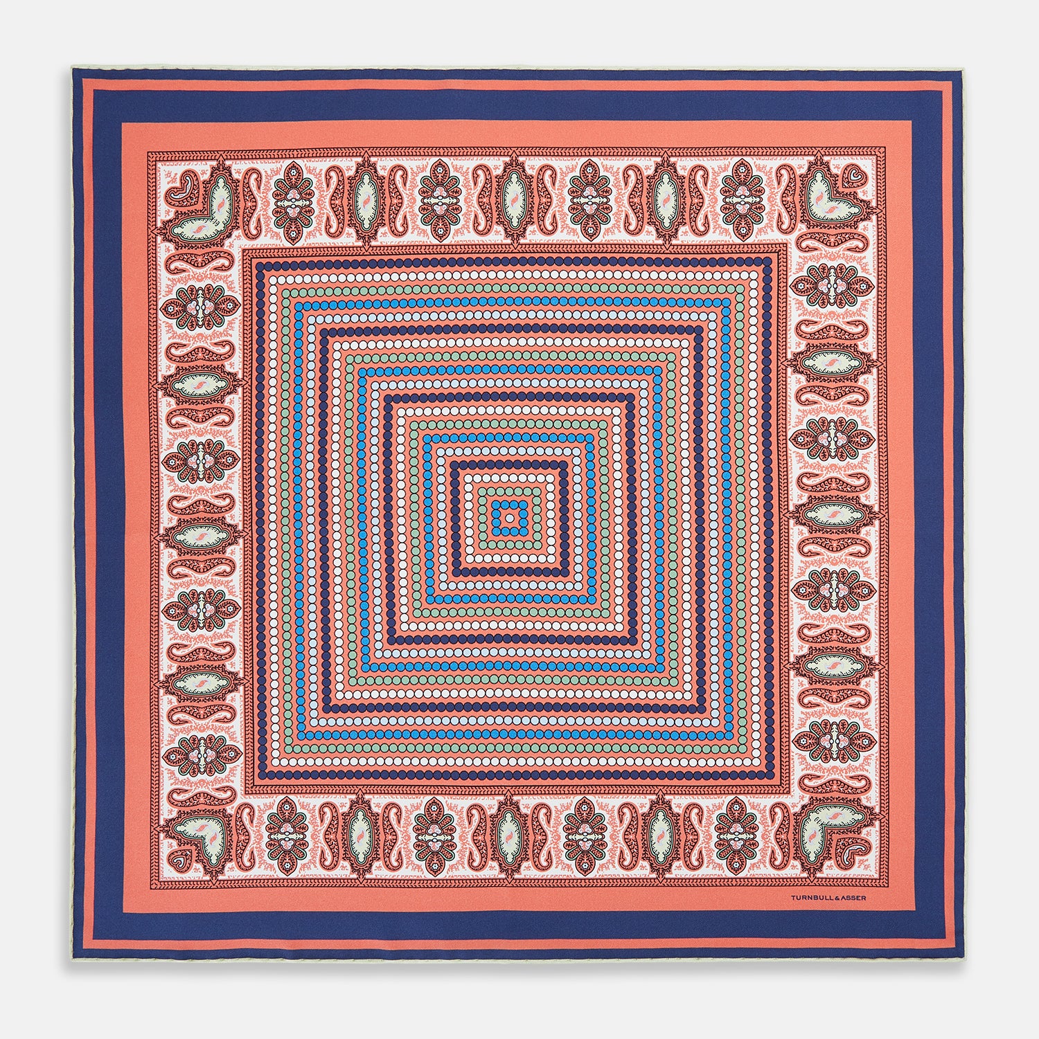 View 4 of product Orange Dots and Paisley Silk Pocket Square OS