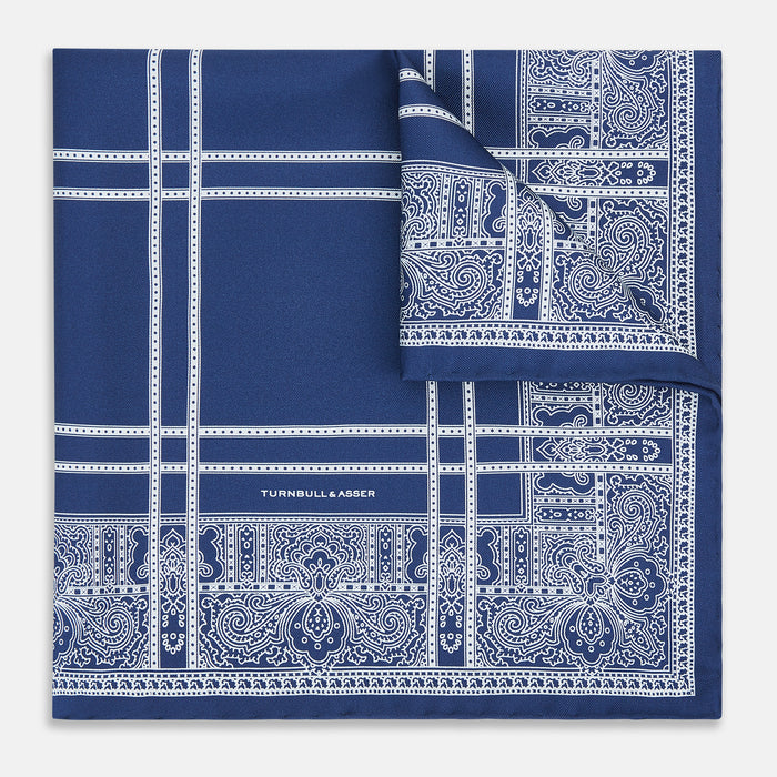 Azzurro Paisley Bandanda Patterned Silk Pocket Square