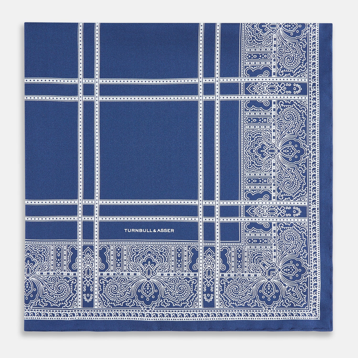 View 3 of product Azzurro Paisley Bandanda Patterned Silk Pocket Square OS