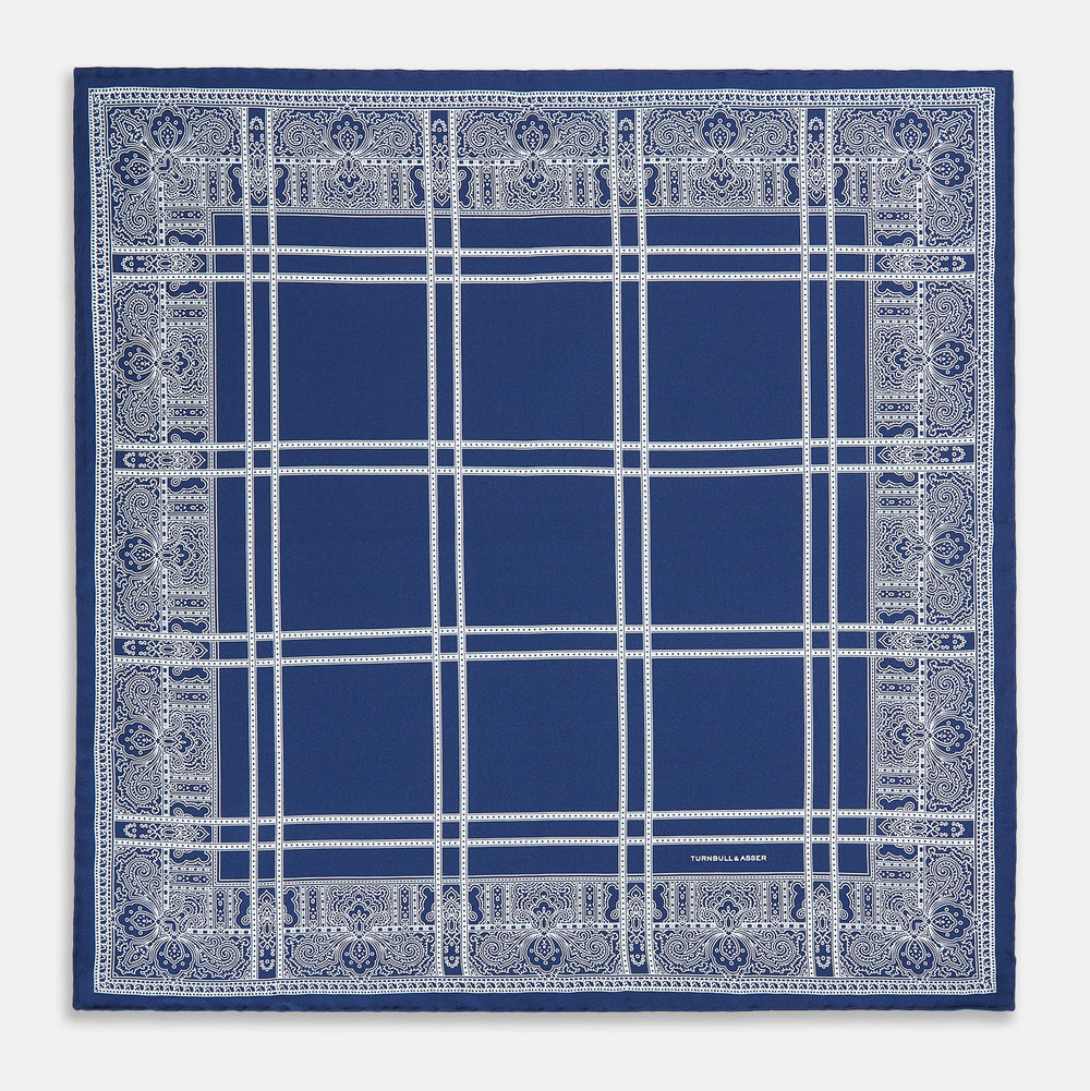 Azzurro Paisley Bandanda Patterned Silk Pocket Square OS