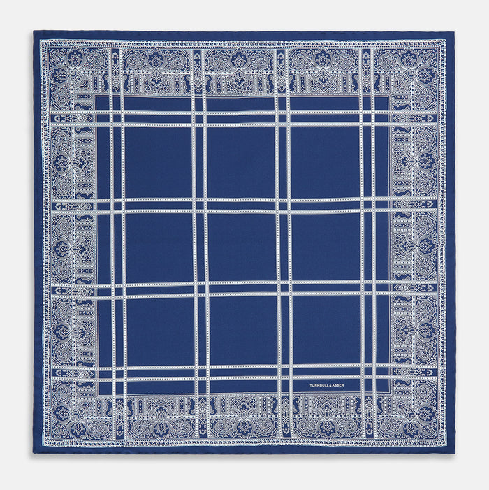 Azzurro Paisley Bandanda Patterned Silk Pocket Square Image 3