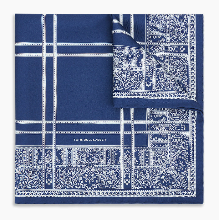 Azzurro Paisley Bandanda Patterned Silk Pocket Square Image 4