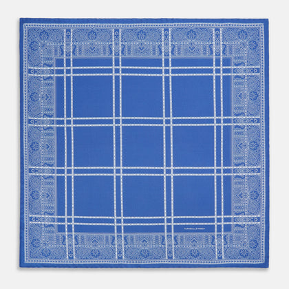 Avio Blue Paisley Bandana Patterned Silk Pocket Square Image 3