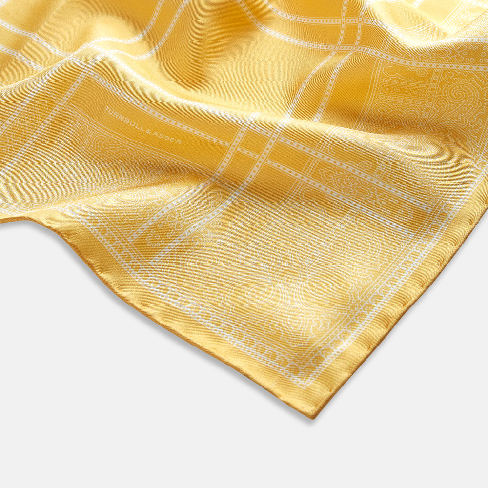 Banana Paisley Bandana Patterned Silk Pocket Square OS