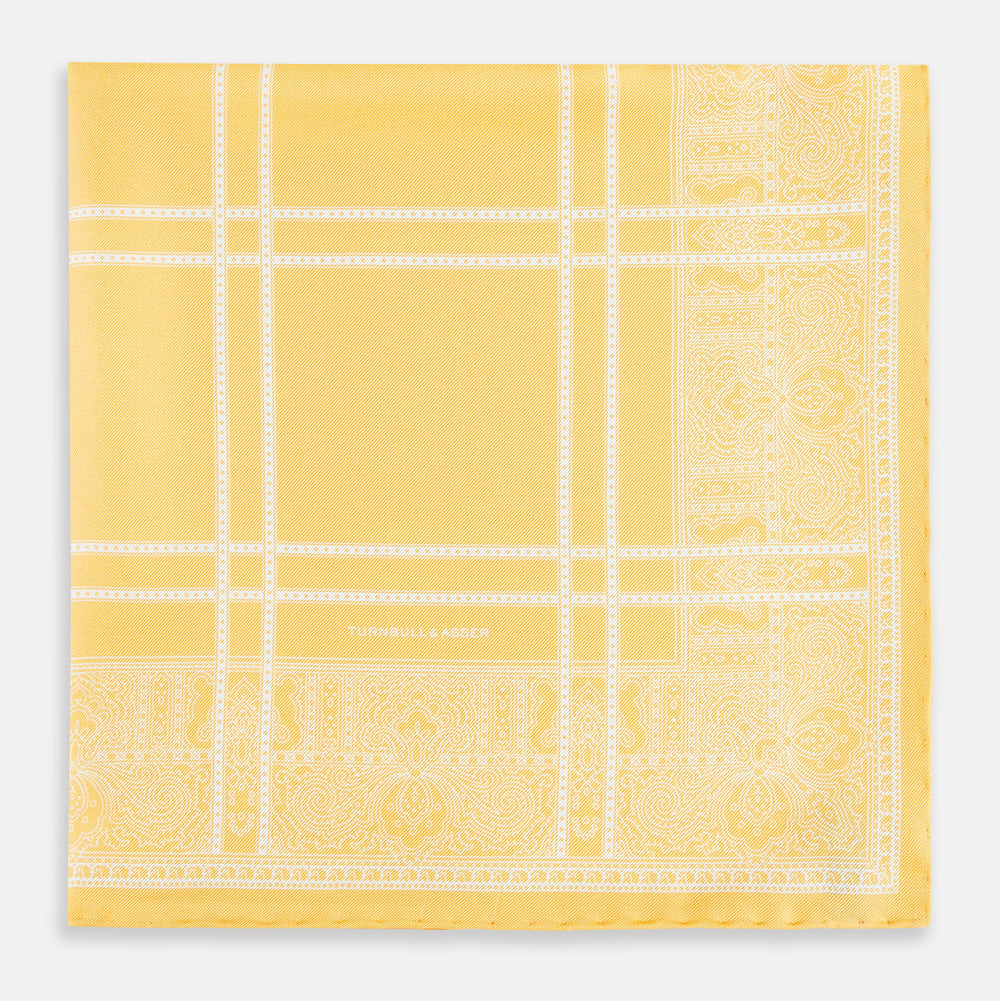 Banana Paisley Bandana Patterned Silk Pocket Square OS