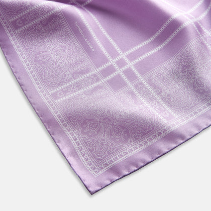 Lilac Paisley Bandana Patterned Silk Pocket Square Image 1