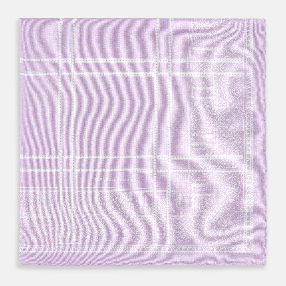 Lilac Paisley Bandana Patterned Silk Pocket Square OS