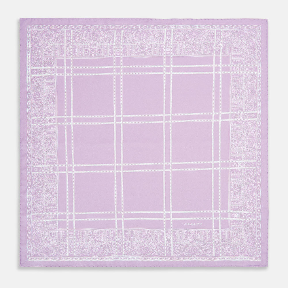 Lilac Paisley Bandana Patterned Silk Pocket Square OS