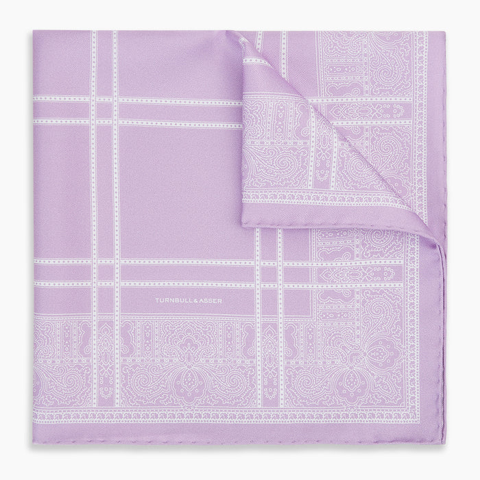 Lilac Paisley Bandana Patterned Silk Pocket Square Image 4