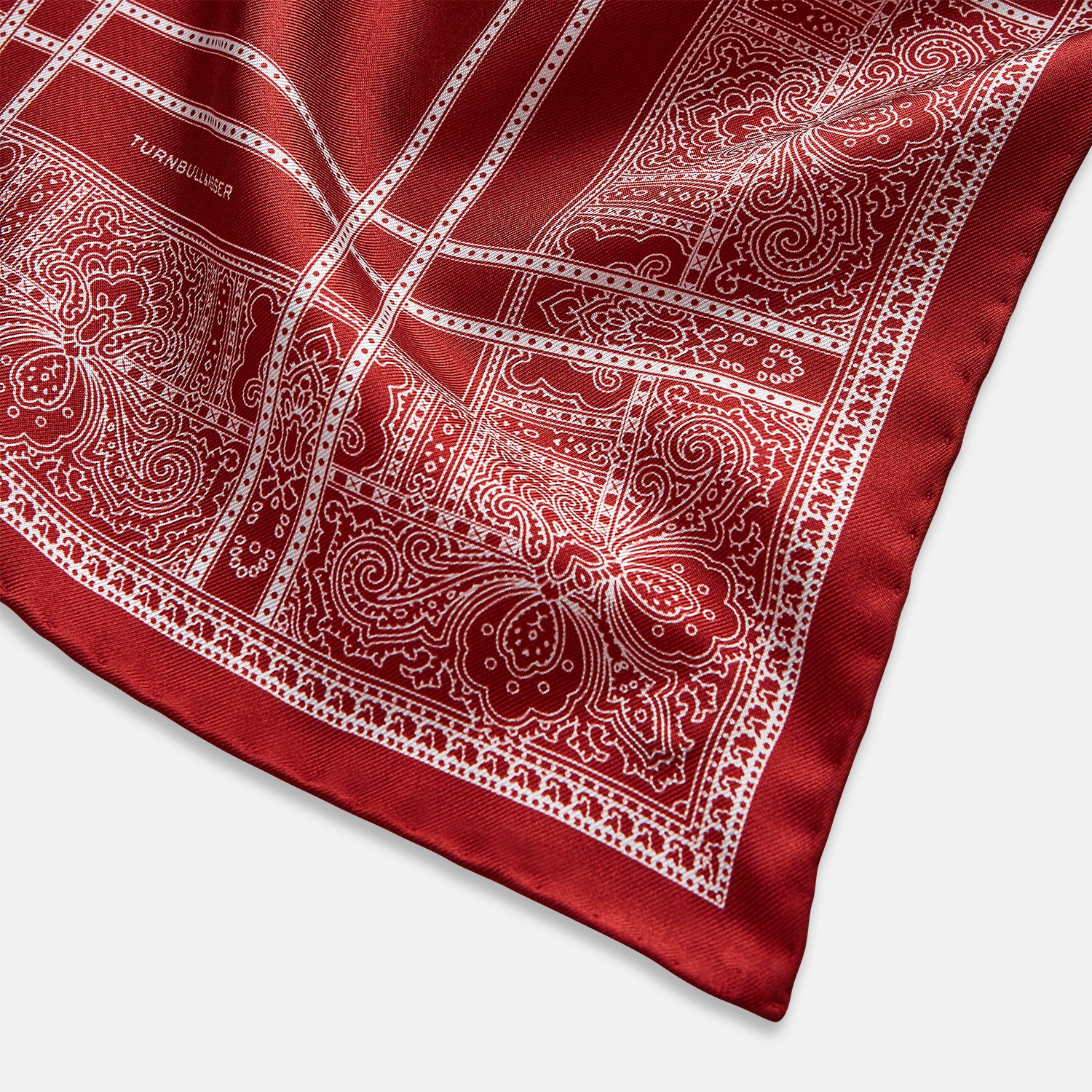 View 2 of product Red Paisley Bandana Patterned Silk Pocket Square OS