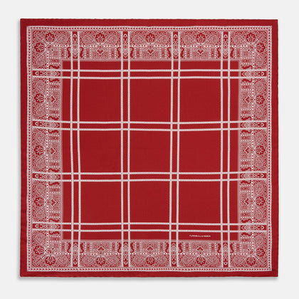 Red Paisley Bandana Patterned Silk Pocket Square Image 3