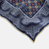 View 2 of product Dark Navy Floral Tile and Paisley Silk Pocket Square OS
