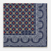 View 4 of product Dark Navy Floral Tile and Paisley Silk Pocket Square OS