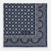 View 3 of product Navy Floral Tile and Paisley Silk Pocket Square OS