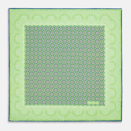 Fern Green Floral Tile and Paisley Silk Pocket Square Image 3