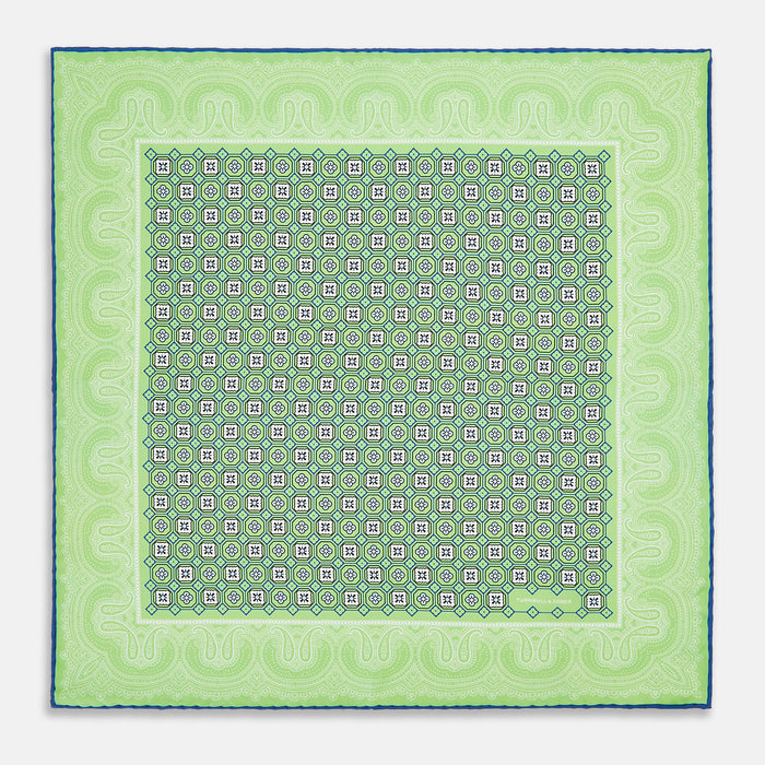 Fern Green Floral Tile and Paisley Silk Pocket Square Image 3