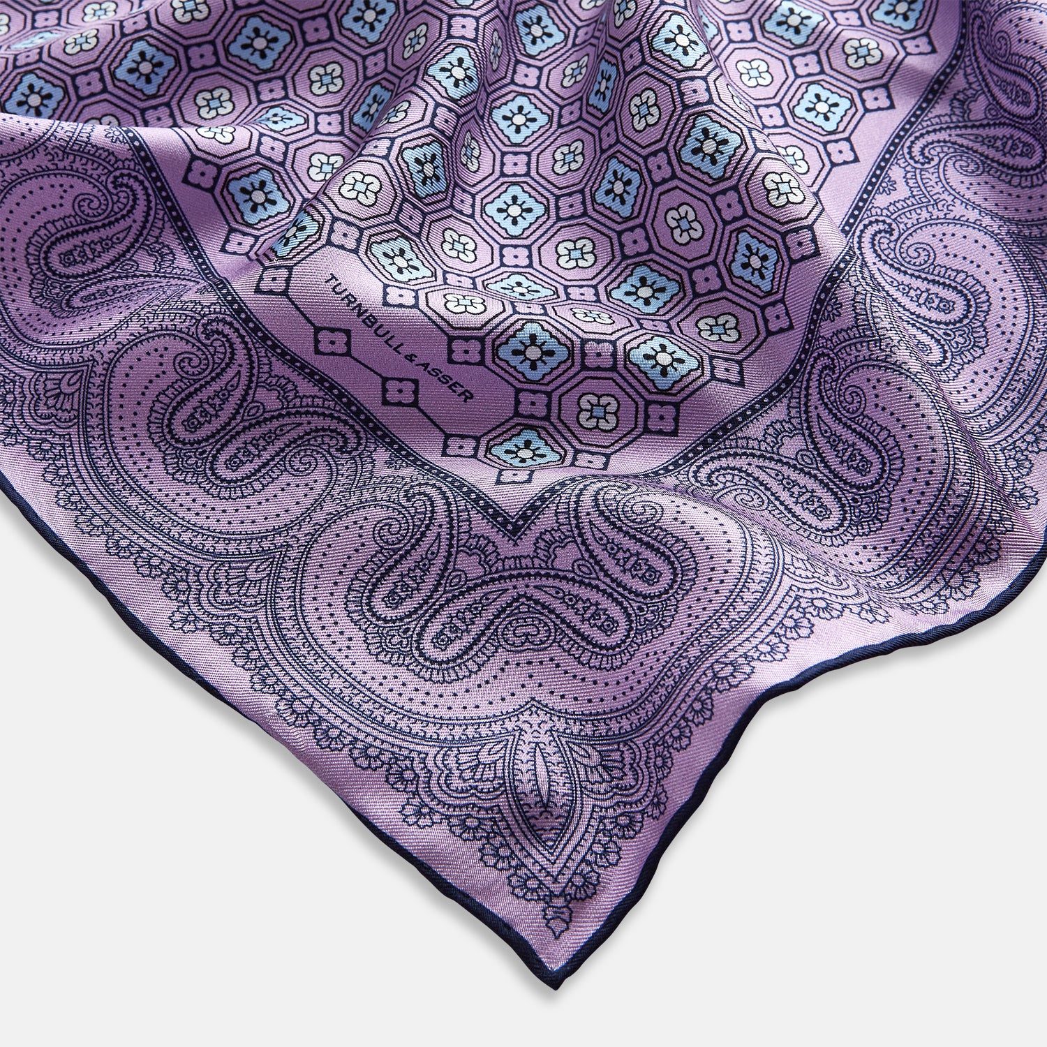 View 2 of product Lilac Floral Tile and Paisley Silk Pocket Square OS