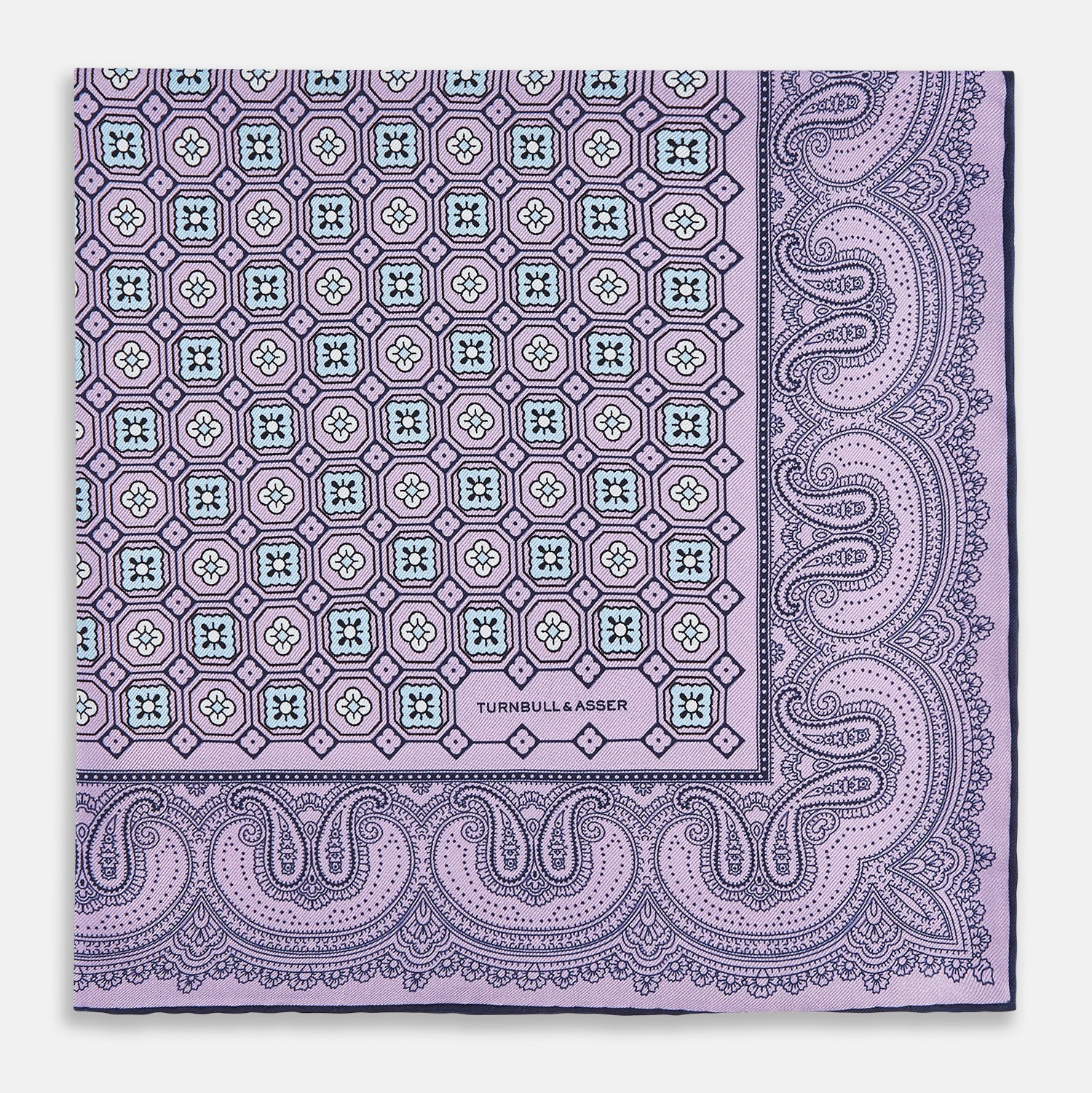 View 3 of product Lilac Floral Tile and Paisley Silk Pocket Square OS