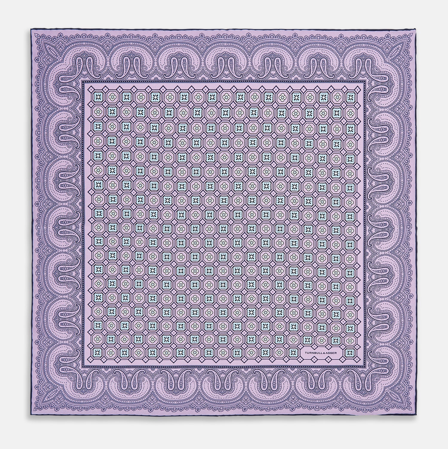 View 4 of product Lilac Floral Tile and Paisley Silk Pocket Square OS