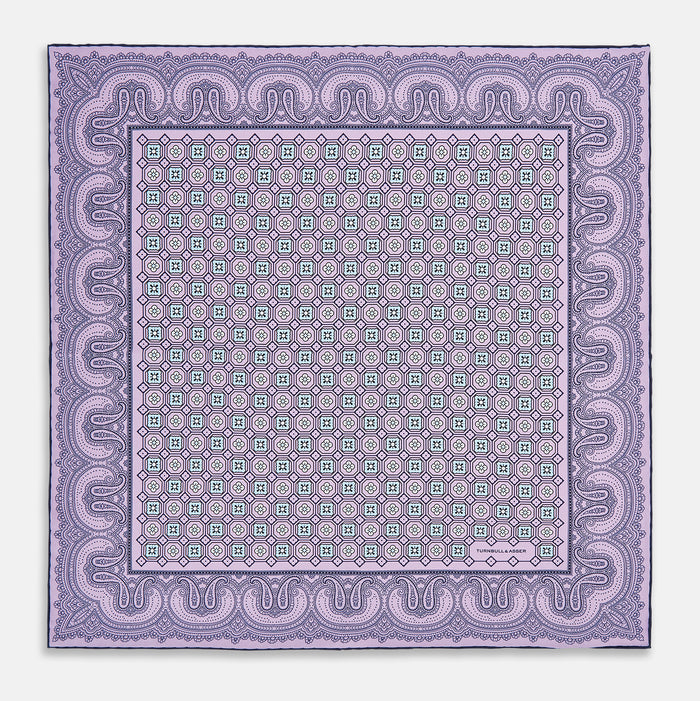 Lilac Floral Tile and Paisley Silk Pocket Square Image 3