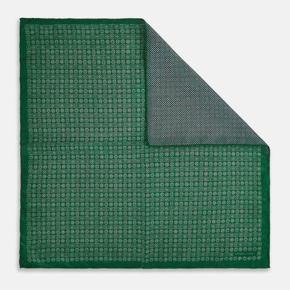 Rosette Green Pocket Square in Silk