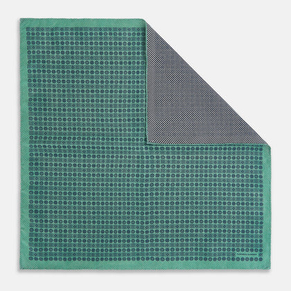 Rosette Green Pocket Square in Silk