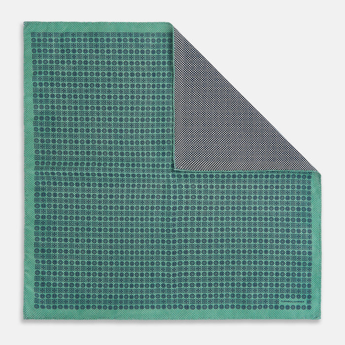 Rosette Green Pocket Square in Silk Image 2