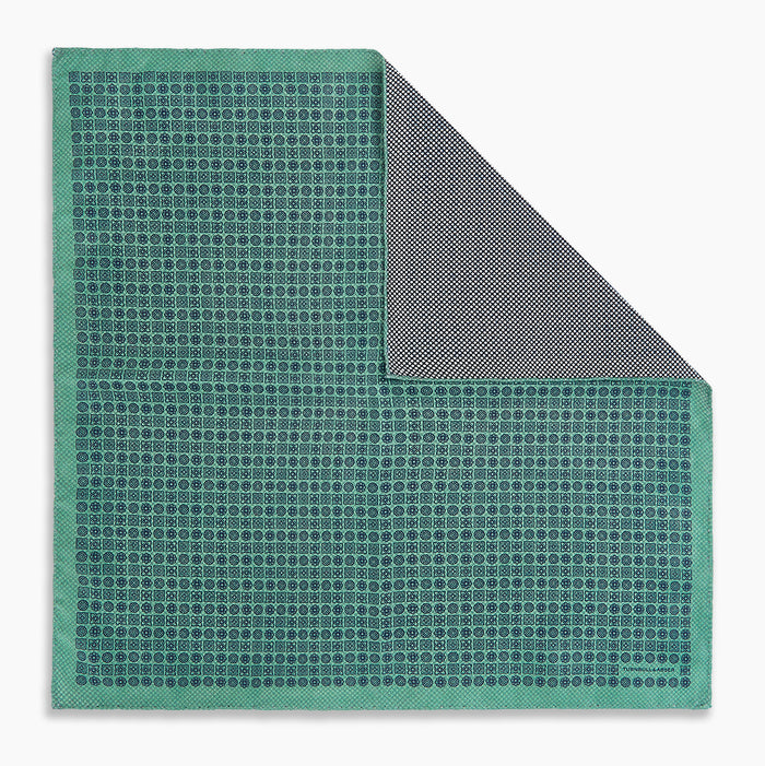 Rosette Green Pocket Square in Silk Image 6