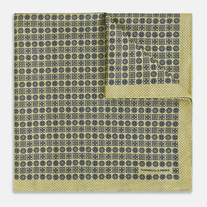 Rosette Yellow Pocket Square in Silk Image 1