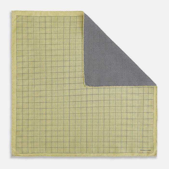 Checked Yellow Pocket Square in Silk Image 6